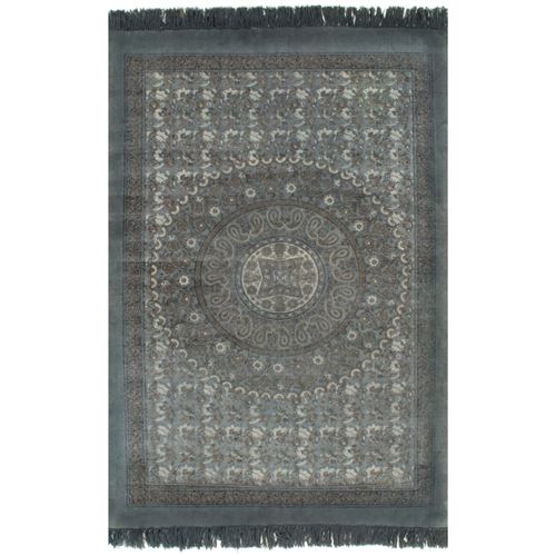 vidaXL Kelim vloerkleed met patroon 120x180 cm katoen grijs