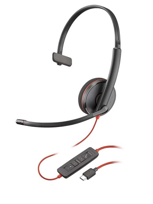 Casque Mono Filaire Plantronics Blackwire 3200 Mono Usb-C Noir