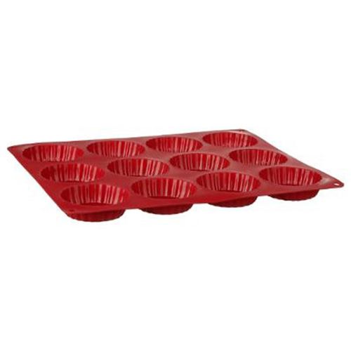 Moule 12 Tartelettes Silicone Silipro 33cm Rouge