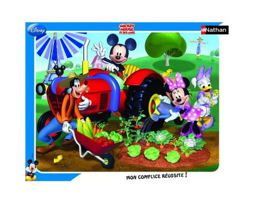 Puzzle 35 Pièces : Puzzle cadre - Mickey et ses amis au jardin, Nathan