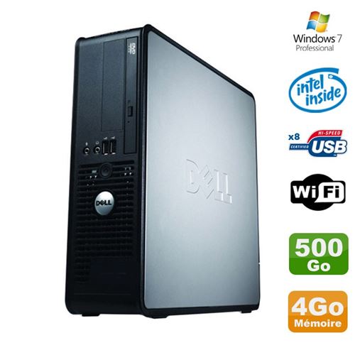 PC Dell Optiplex 380 Sff E5200 2.5Ghz 4Go Disque 500Go Dvd WiFi Win 7 Pro