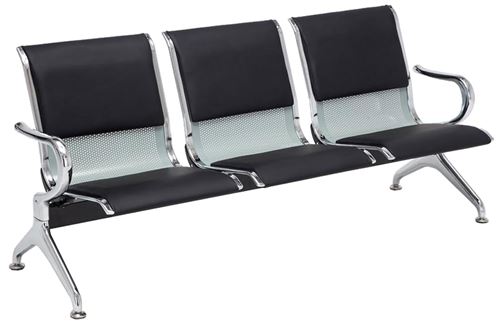 Banc zone d'attente Airport , Noir / Argent/3-Sitzer