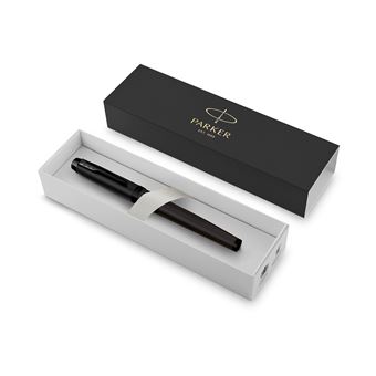 PARKER IM Monochrome Stylo Roller, Noir Mat, Recharge noire pointe fine, Coffret cadeau