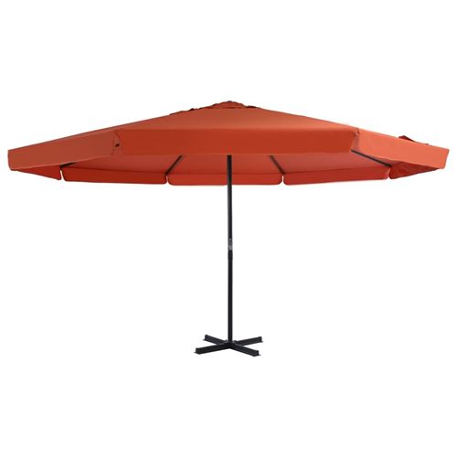 VIDAXL Parasol avec m&acirc;t en aluminium 500 cm Terre cuite