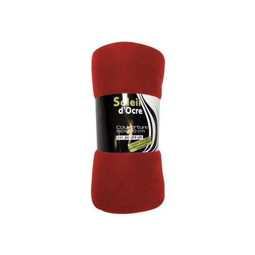 Couverture polaire unie - 180 x 220 cm - Rouge