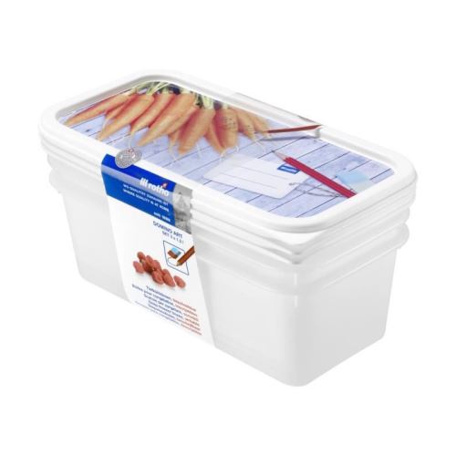 SUNDIS Lot de 3 Boîtes pour congélation Domino Freeze 7553003 1,2 L 23,3x11,8x11,2 cm blanc