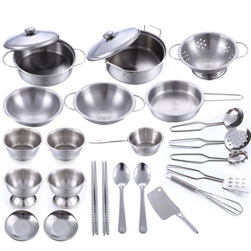 25 Pcs Set Kids Play Maison Cuisine Jouets Batterie de Cuisine Ustensiles de Cuisine Pots Pans Cadeau Gjj023