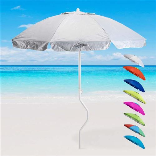 GiraFacile - Parasol de plage léger visser protection uv GiraFacile 200 cm Ermes, Couleur: Blanc - Argent