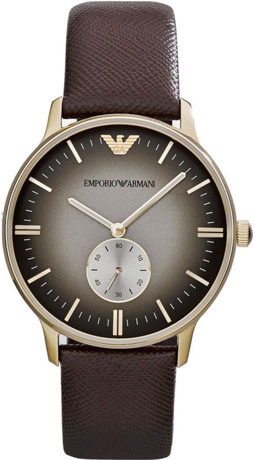 Montre Homme Emporio Armani Retro AR1756 Bracelet en cuir saffiano marron
