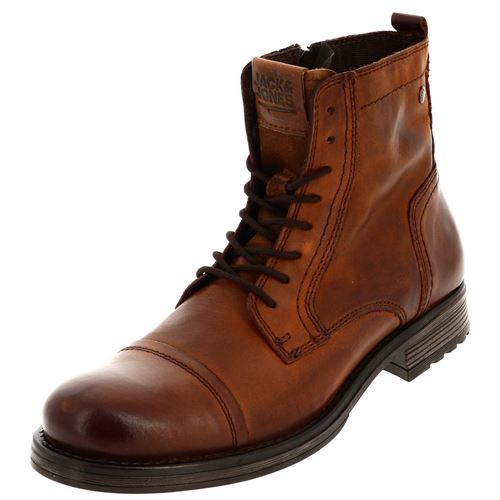Chaussures montantes Jack and jones Russel leather cognac Marron taille : 40 réf : 19908