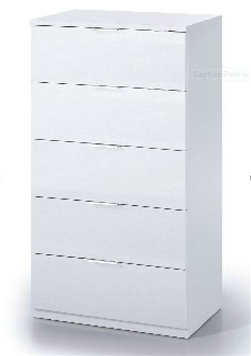 Commode avec 5 tiroirs coloris blanc artic - 110 x 60 x 40 cm -PEGANE-