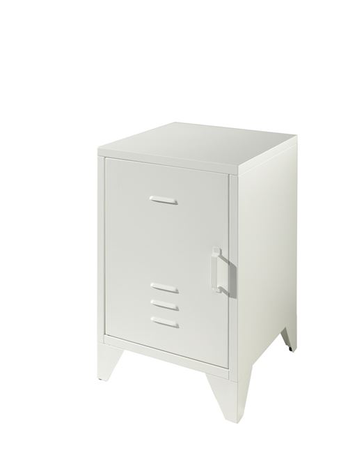 Vipack Table de chevet avec porte Bronxx Métal Blanc mat