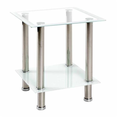 Paris Prix - Table D'appoint En Verre sacha 46cm Blanc