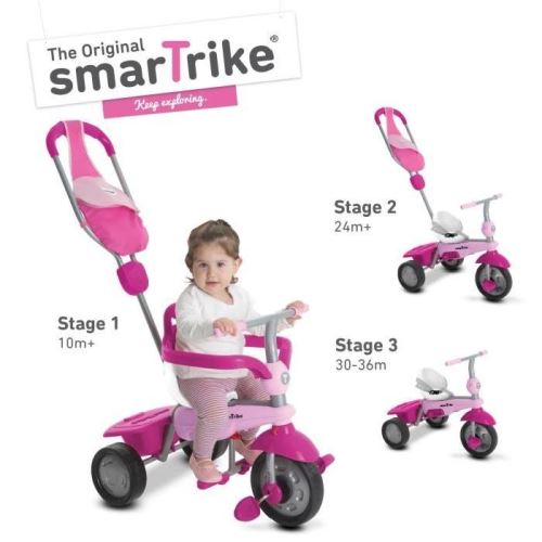 Smart trike tricycle breeze gl 3 en 1 - rose smartrike