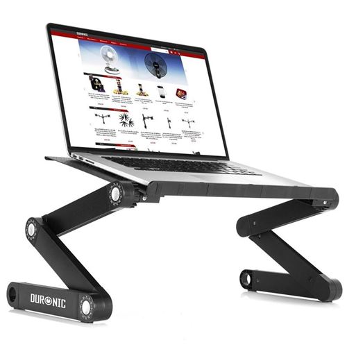 Duronic DML121 Support pour Ordinateur Portable PC tablette Lapdesk Multifonction Pliable et Réglable 6 articulations pour ajuster la hauteur Solution ergonomique