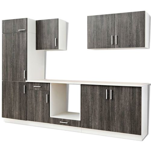 vidaXL Jeu d'armoires de cuisine avec frigo encastré 7 pcs Wengé