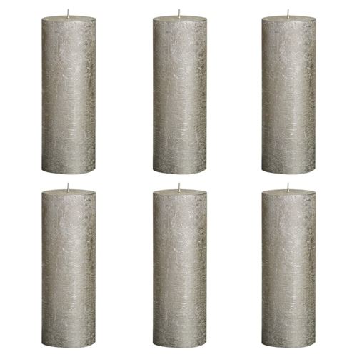 Bolsius Bougies pilier rustiques 6 pcs 190x68 mm Champagne