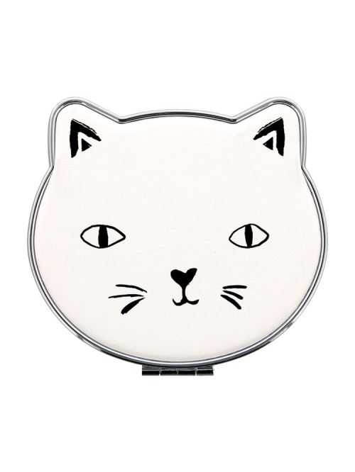 Miroir compact Cat Lady - Blanc 8 x 6,5 cm