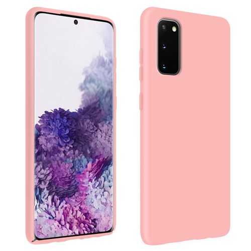 Avizar Coque pour Galaxy S20 Semi-rigide Soft Touch Compatible QI Rose