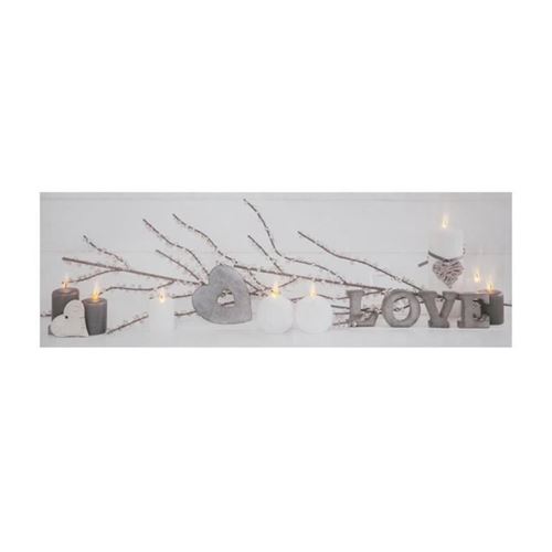Toile Imprimée 8 LED Love 90cm Blanc