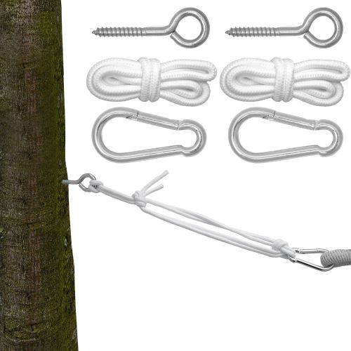 Kit pour Accrocher votre Hamac Kit complet incl Cordes Mousquetons Vis à Anneau Poids max. suppo
