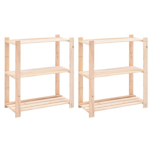 Vidaxl Opbergrekken 3-Laags 2 St 80X38x90 Cm Massief Grenenhout 150 Kg3051117 - Image 1