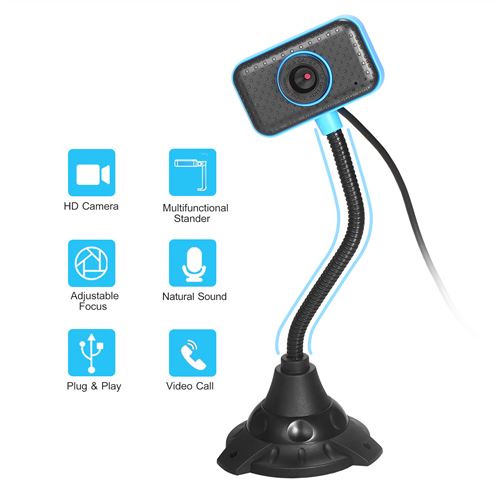 Mini caméra USB HD Webcam Le bruit intégré réduit le micro Stander rotatif  flexible - Webcam - Achat & prix