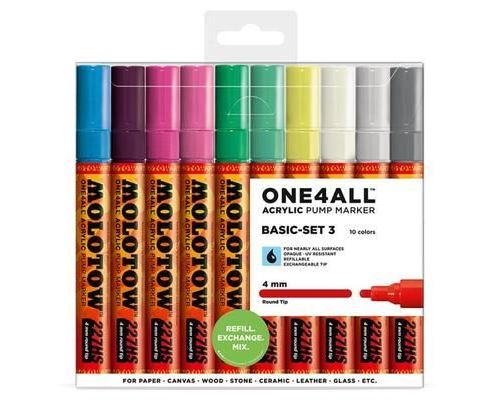 Molotow : One4All : 227HS : Acrylic Marker : Basic Set 3 : 10 Colours