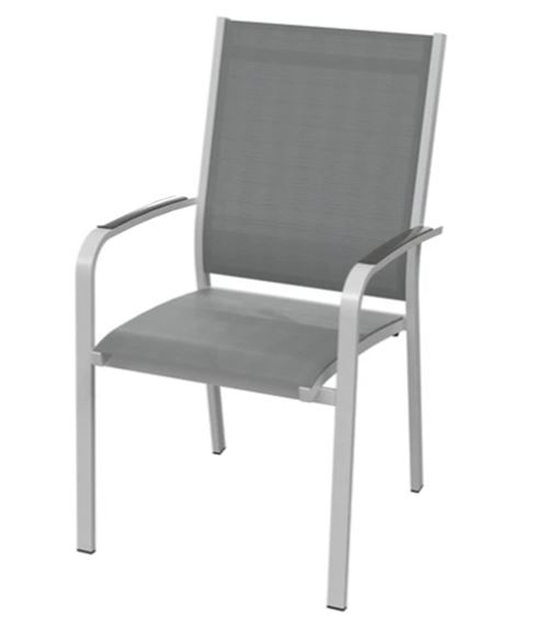Fauteuil empilable de jardin en aluminium, Graphite / gris - 57 x 61 x 98 cm -PEGANE-