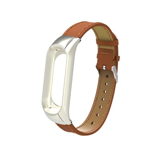 Bracelet en cuir véritable marron pour votre Xiaomi Mi Band 3