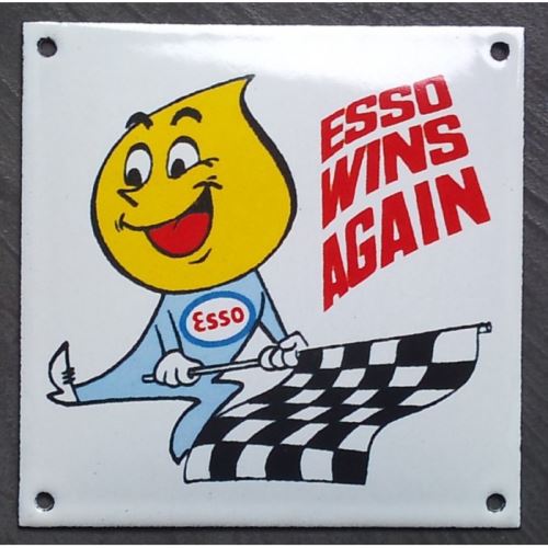 mini plaque emaillée esso wings carré goute drapeau damier