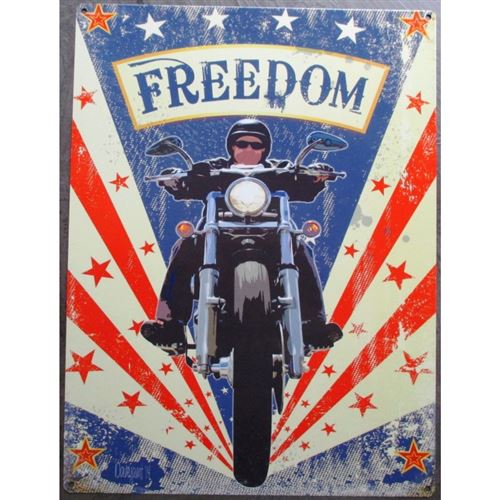 plaque moto freedom biker tole metal pub deco garage