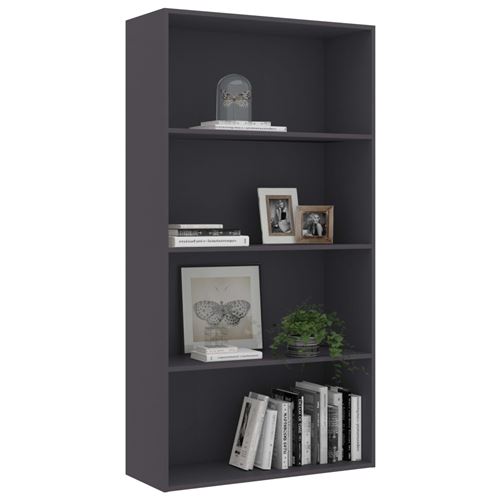 vidaXL Bibliothèque à 4 niveaux Gris 80x30x151,5 cm Aggloméré