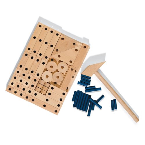 Ses Creative Beige Kit Pour Le Jeune Ébéniste 46 Pièces Mallet Et Chevilles Bois Gris