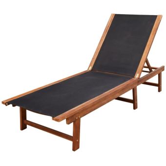 Fesjoy Chaise Longue Ajustable Fauteuils D Exterieur Lit De Soleil Bois Et Textilene Chaise Longue Inclinable Chaise De Jardin Meubles De Sauna De Patio De Piscine Achat Prix Fnac