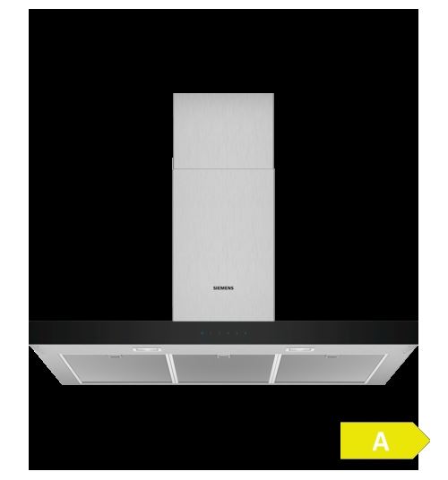Siemens iQ300 LC96BFM50 - Hotte - hotte décorative - largeur : 90 cm - profondeur : 50 cm - extraction et recirculation (avec kit de recirculation supplémentaire) - avec moteur interne - acier inoxydable