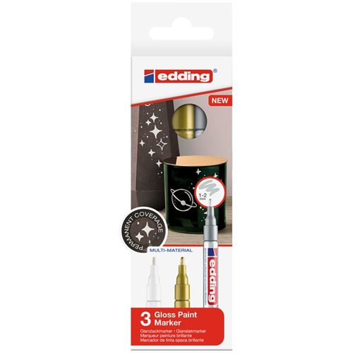 Marqueurs Peinture Edding 751 Pointe Fine - Métallique - 3 pcs