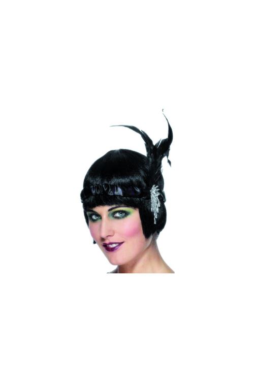 Bandeau charleston noir plumes noires