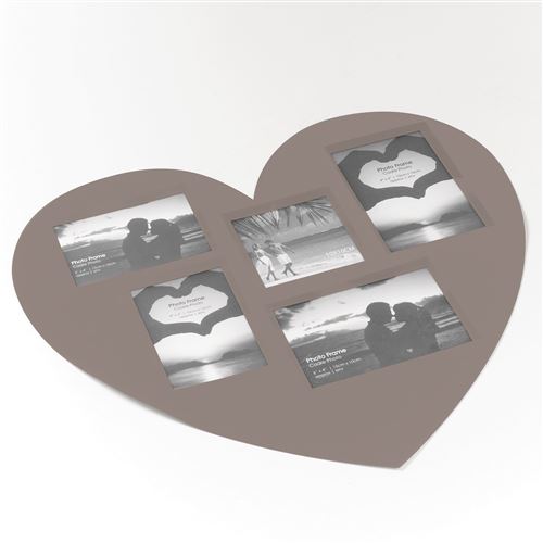 Set de table photos coeurs 45 x 41 cm polypropylene souvenirs Taupe