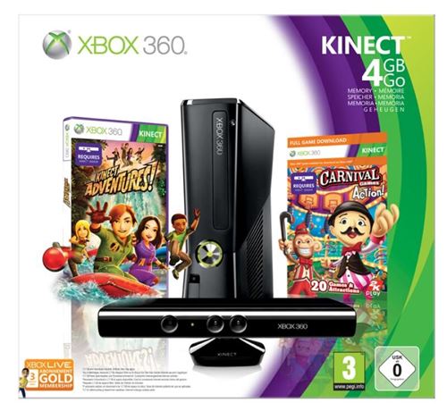 Console Xbox 360 4 Go Microsoft + capteur Kinect + Carnival