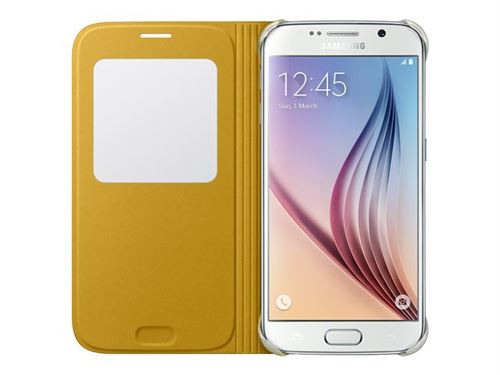 Samsung S View EF-CG920B - Flip cover voor mobiele telefoon - textiel - geel - voor Galaxy S6