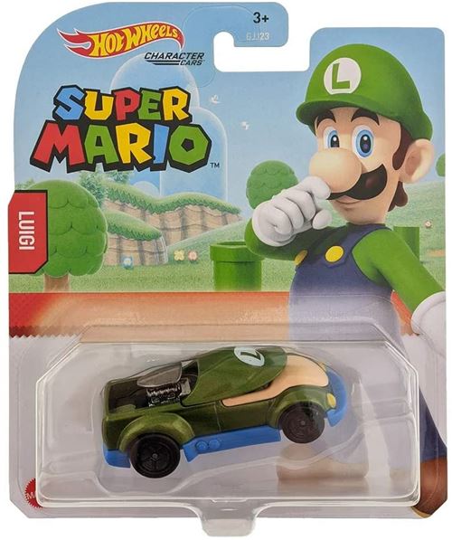 Hot Wheels super mario - Véhicule en métal 1/64 - Personnage Luigi