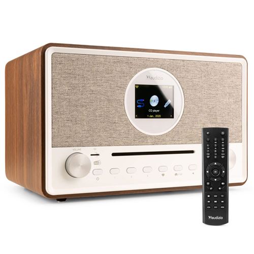Audizio Lucca Radio DAB+ internet Wi-Fi 60W - Bois, écran LCD 2.8“, radio Bluetooth 5.0, CD, deux haut-parleurs