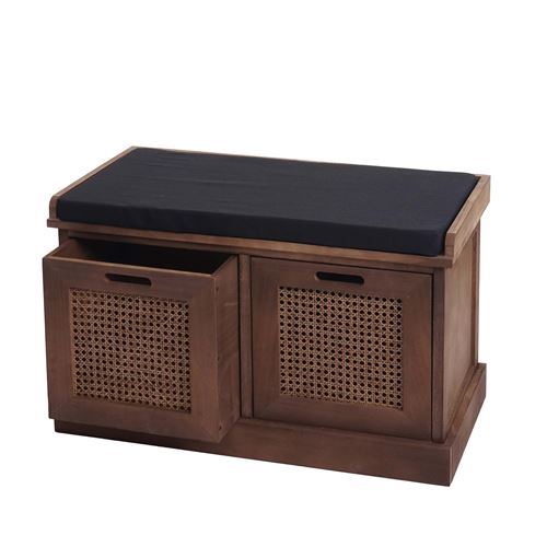 Banc rembourré MENDLER HWC-J49, 47x75x40cm marron rembourrage noir