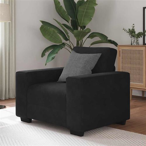 VIDAXL - Fauteuil - Velours - Noir - 60 cm - Image 2