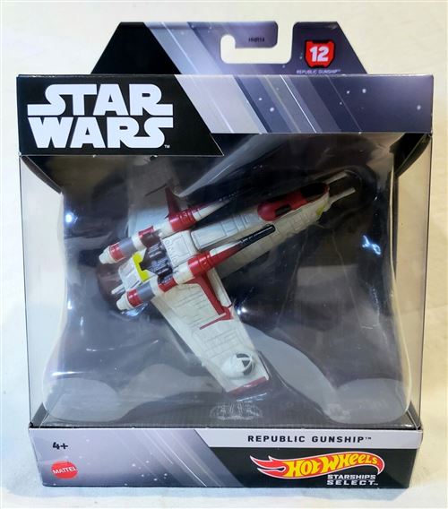 Mattel - Hot Wheels Star Wars Starships Select - HHR26 - Véhicule Vaisseau Spatiale en métal 1/50 - Republic Gunship