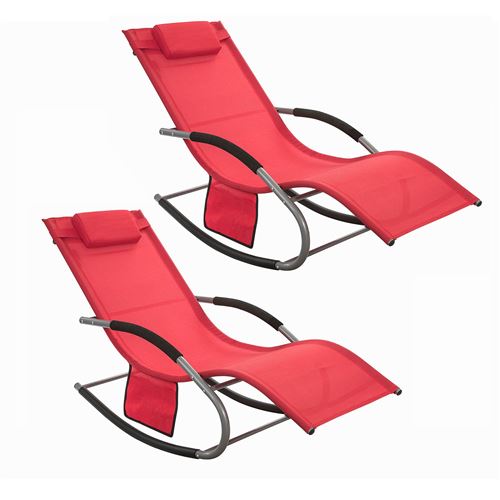 SoBuy OGS28x2 Tumbona 2 juegos de tumbona de jardín, bolsa, almohada, tumbona breezy para jardines, patios, playas