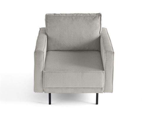 Non Communiqué Charlie - Fauteuil - Pieds Hauts - En Velours Côtelé - Gris Clair