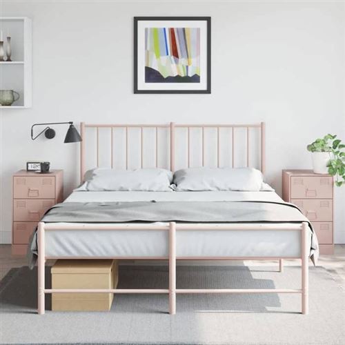 Non Communiqué Rose Vidaxl Tables De Chevet 2 Pcs 34,5X39x62 Cm Acier, Armoire, Meubles De Chambre À Coucher, Support De Téléphone, Armoire 841778