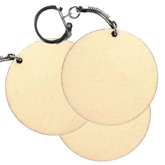 30 porte-clés en bois ronds Ø 5,5 cm - 1